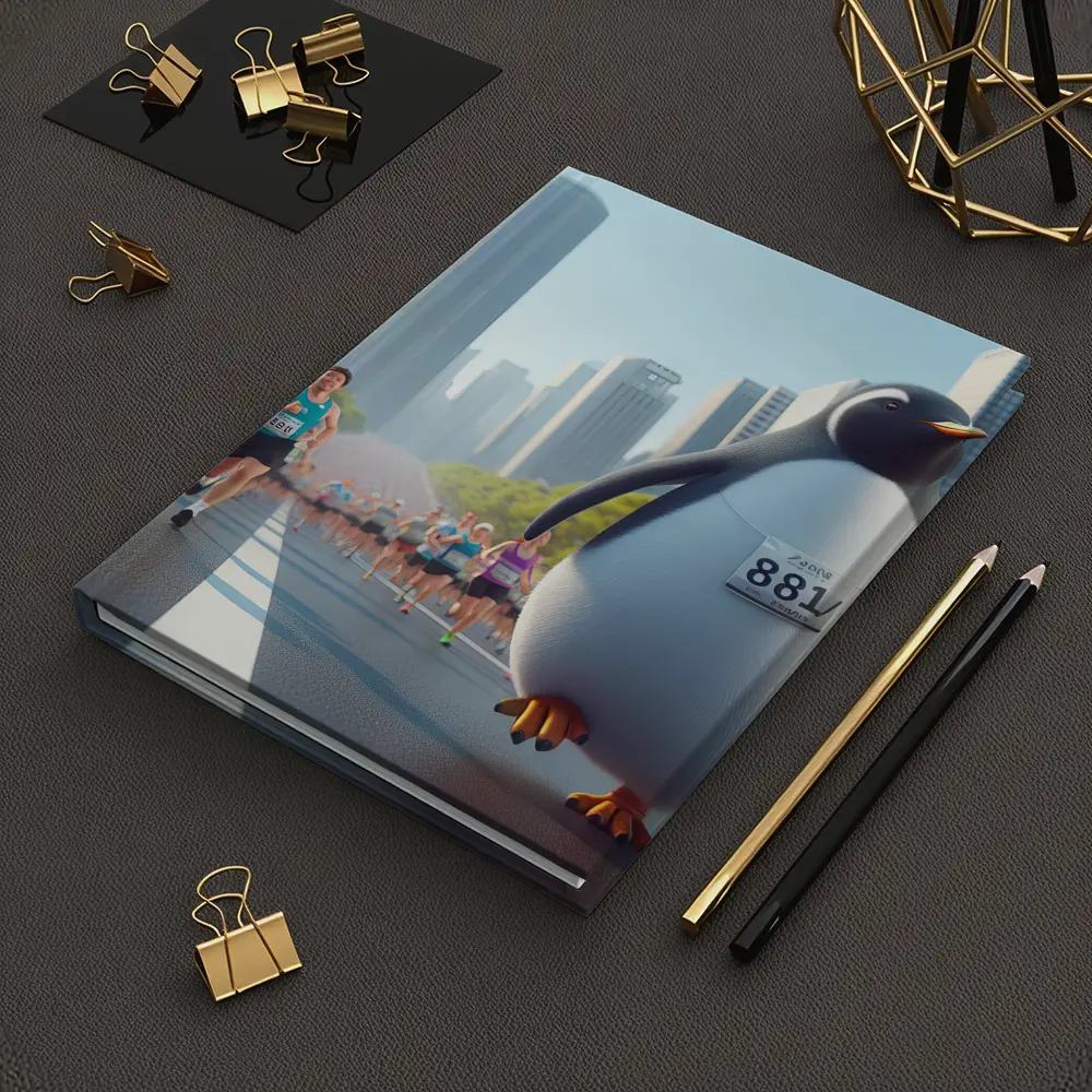 Penguin Running City Marathon Race Art – Notebooks