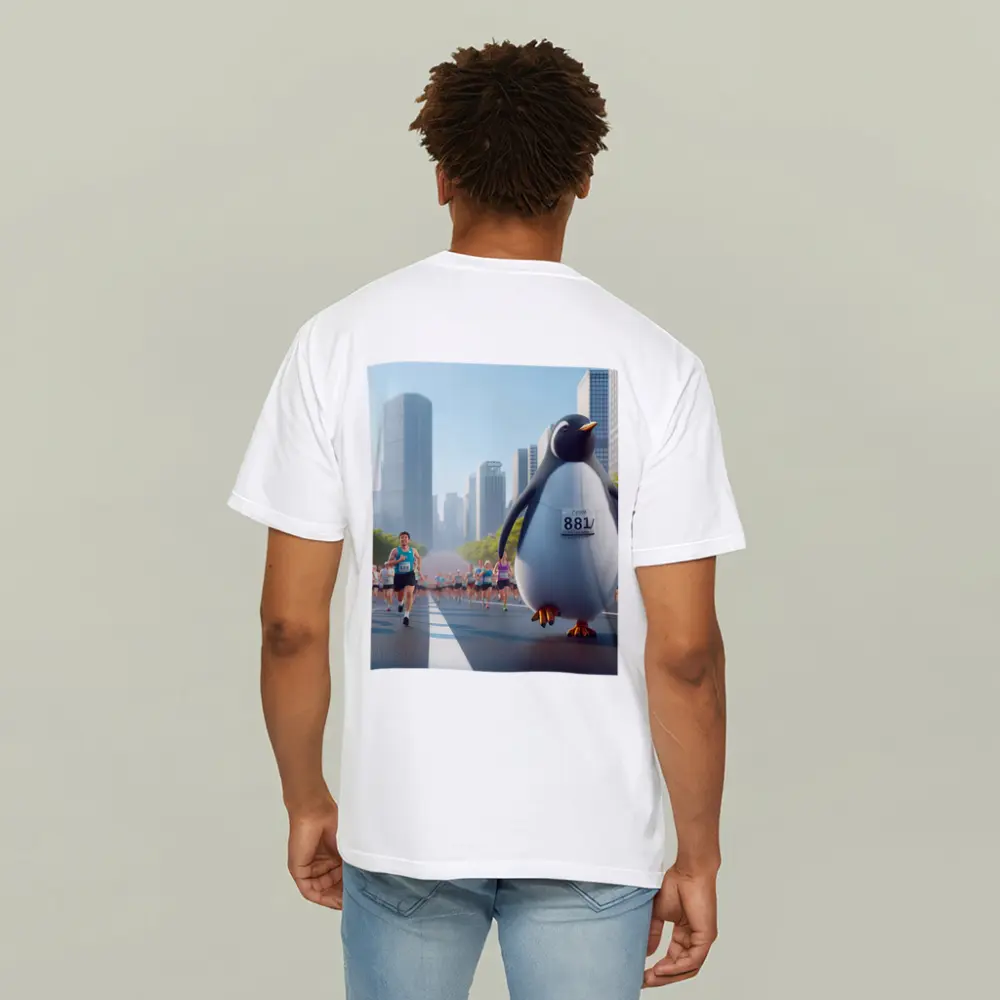 Penguin Running City Marathon Race Art – T-Shirts
