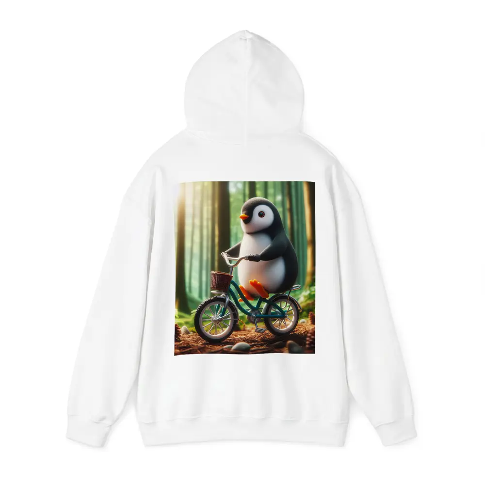 Cute Penguin Riding Bicycle Forest Background – Hoodies