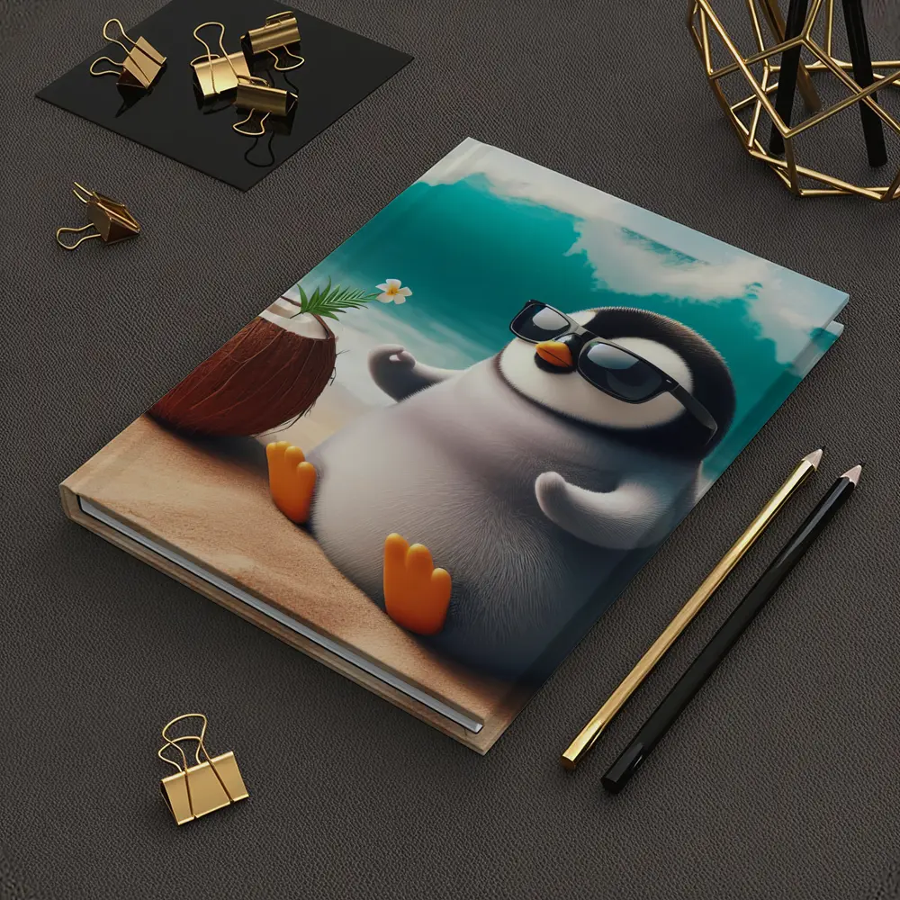Cool Penguin Relaxing On Sunny Beach – Notebooks