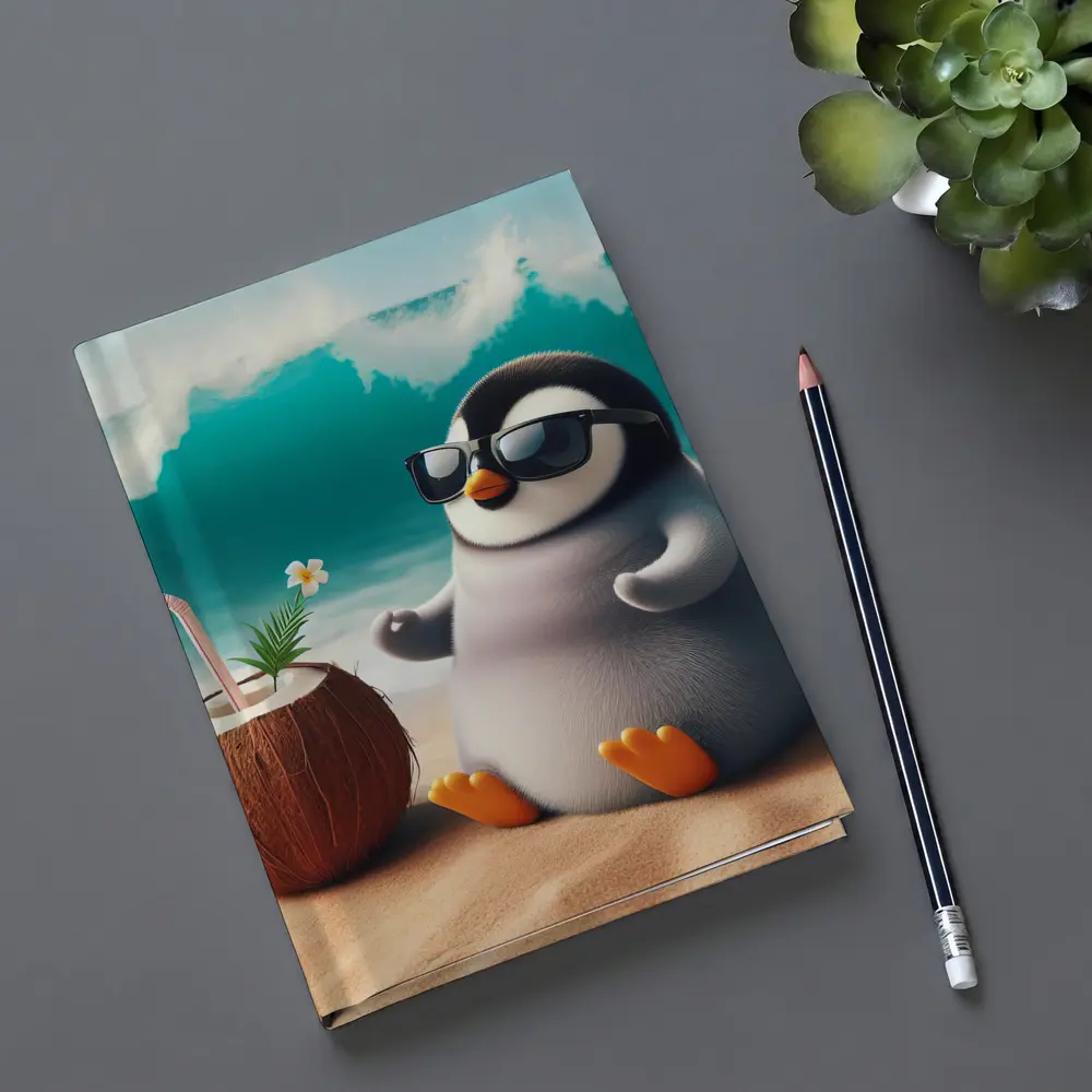 Cool Penguin Relaxing On Sunny Beach – Notebooks