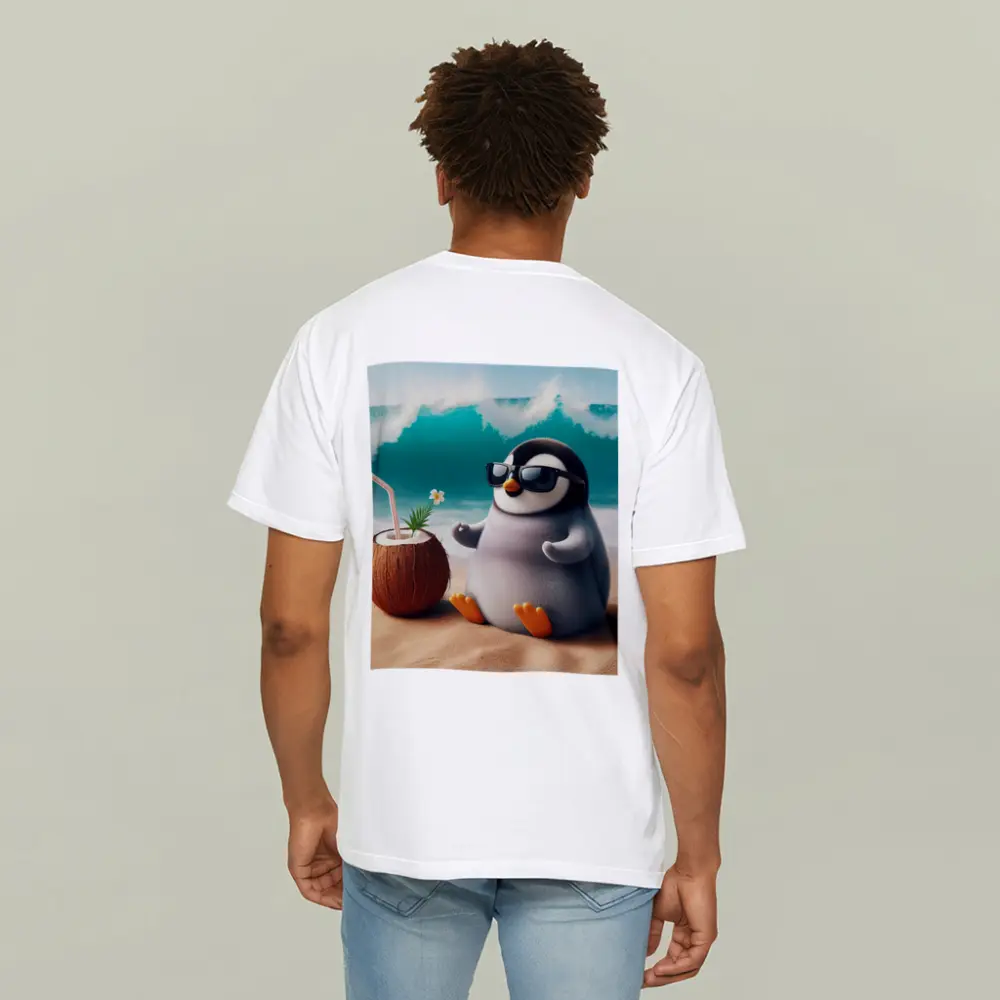 Cool Penguin Relaxing On Sunny Beach – T-Shirts