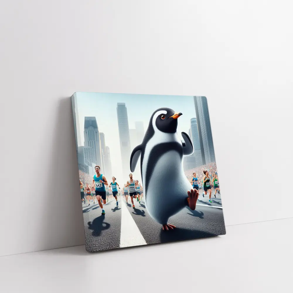 Penguin Running City Marathon Race – Wall Art