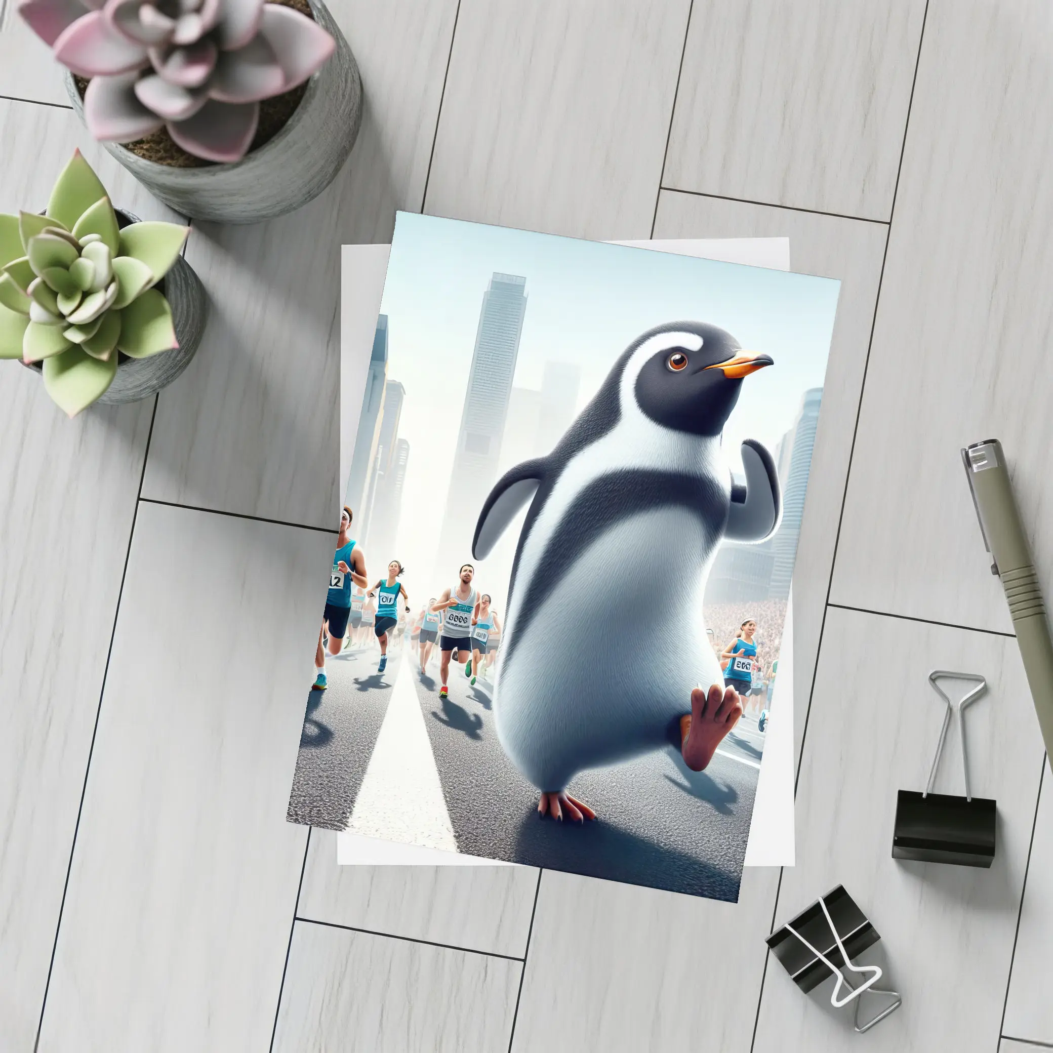 Penguin Running City Marathon Race – Postcards