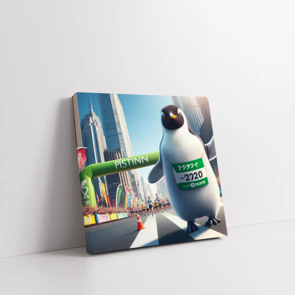 Penguin Running Marathon City Finish Line – Wall Art