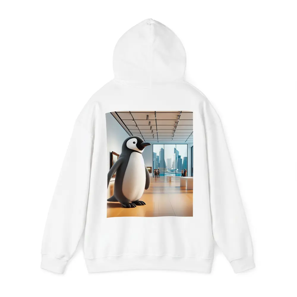 Cute Penguin Standing Inside Modern Art Gallery – Hoodies