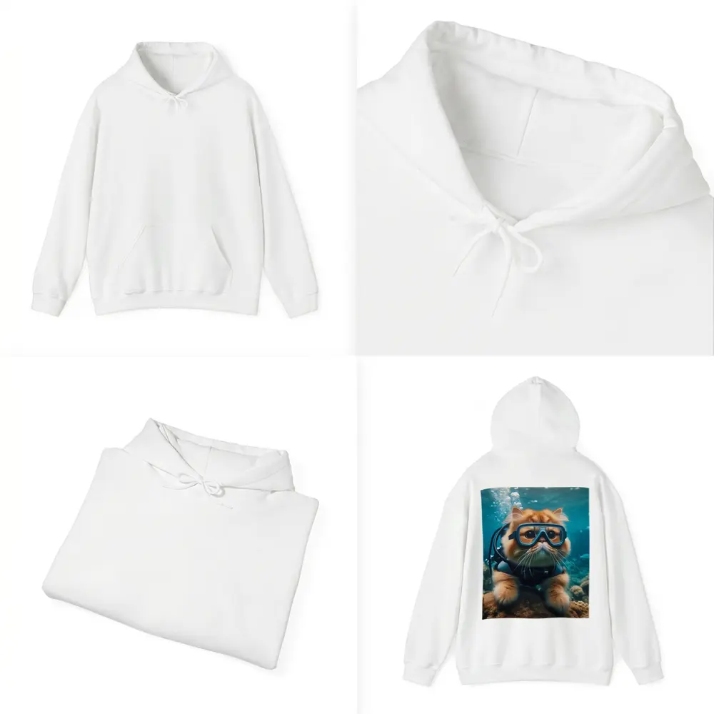 Exotic Shorthair Cat Scuba Diving Underwater Coral – Hoodies