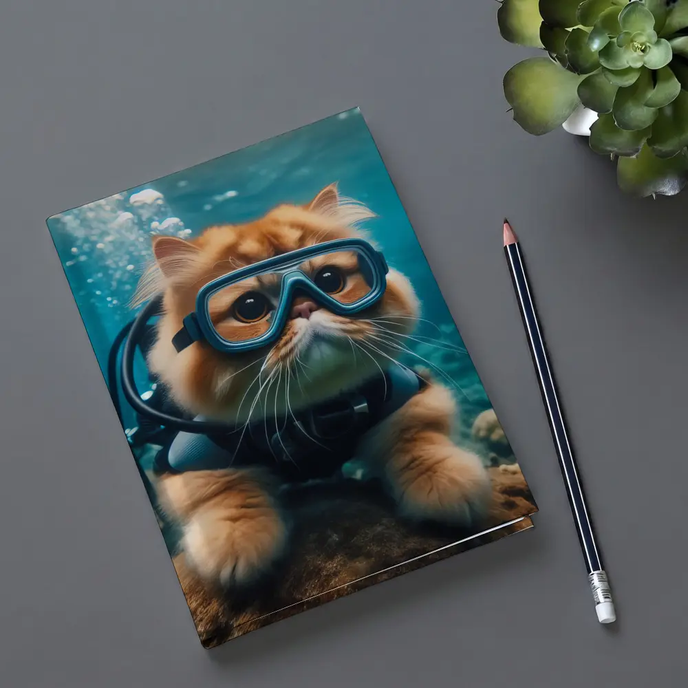 Exotic Shorthair Cat Scuba Diving Underwater Coral – Notebooks
