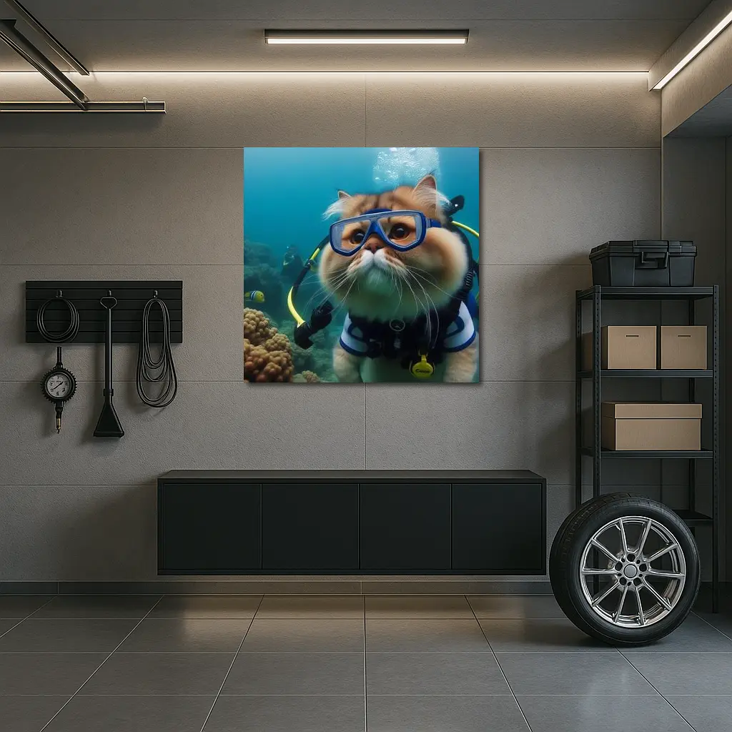 Exotic Shorthair Cat Scuba Diving Underwater – Wall Art