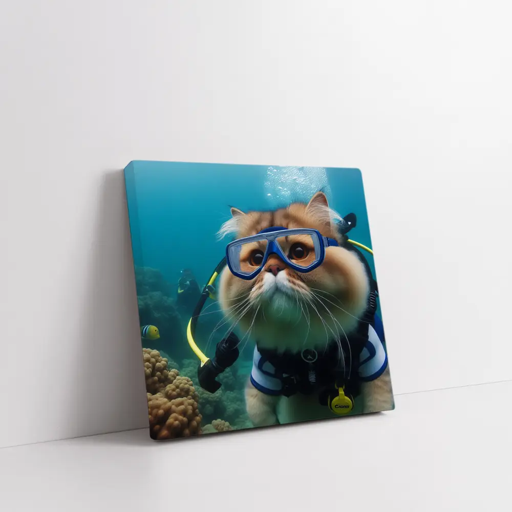 Exotic Shorthair Cat Scuba Diving Underwater – Wall Art