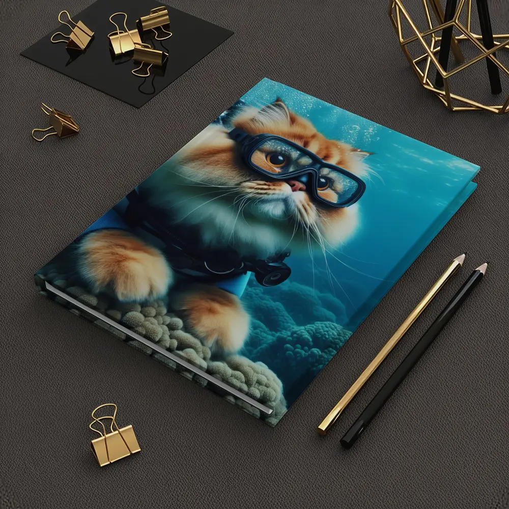 Persian Cat Scuba Diving Underwater Coral Reef – Notebooks