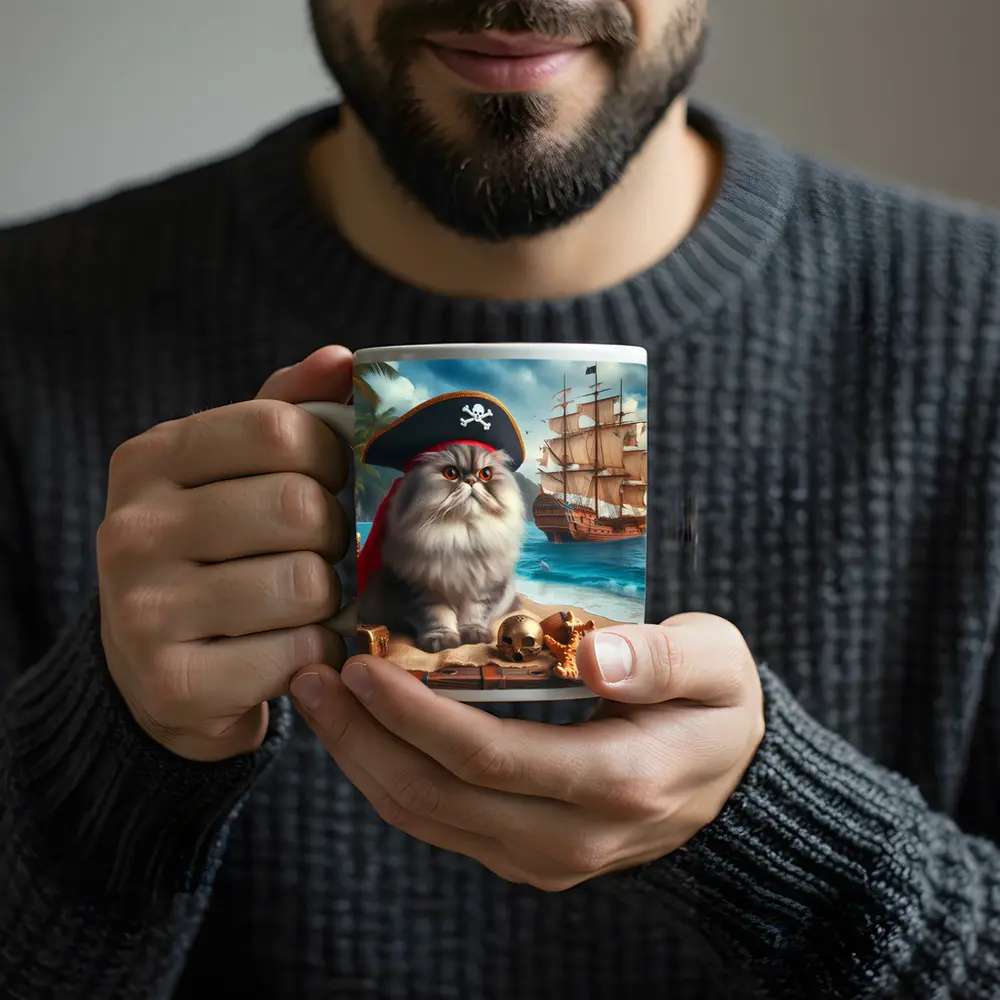 Persian Cat Pirate Hat Tropical Beach Ship – Mugs