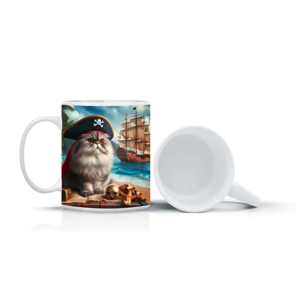 Persian Cat Pirate Hat Tropical Beach Ship – Mugs