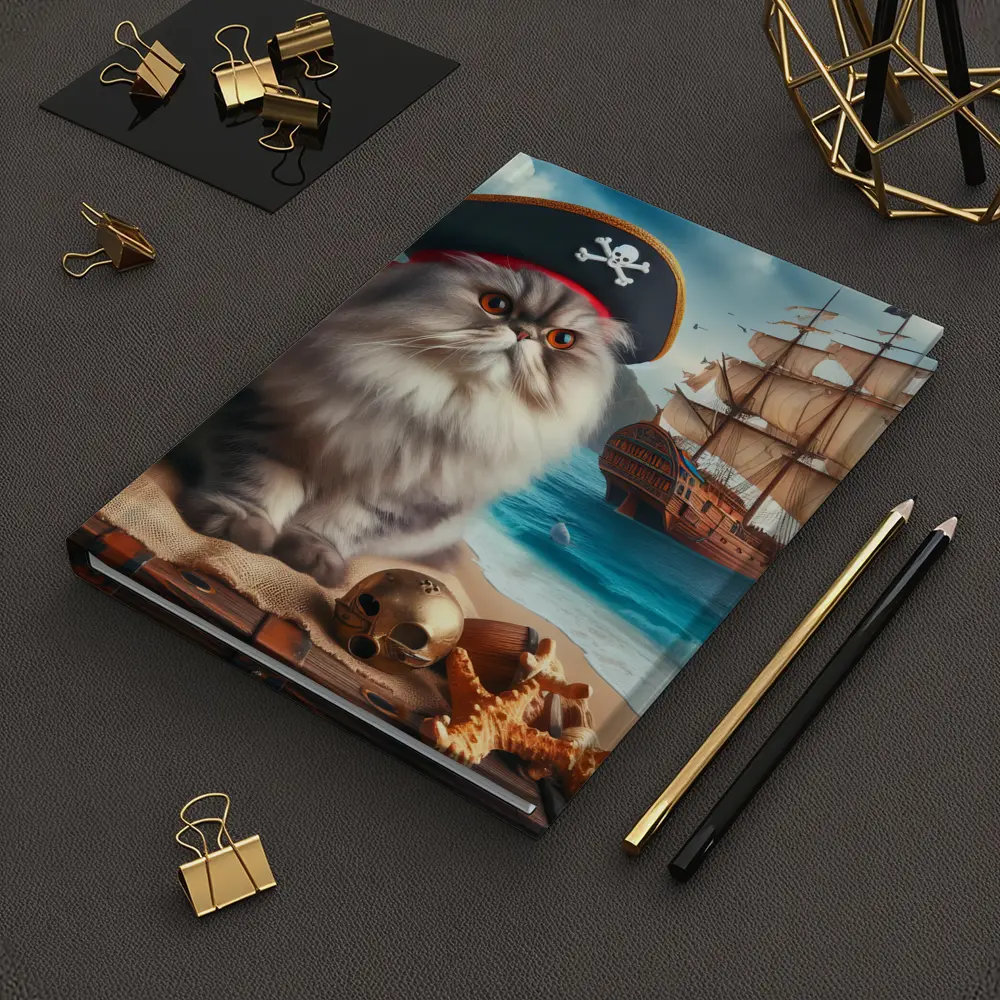 Persian Cat Pirate Hat Tropical Beach Ship – Notebooks