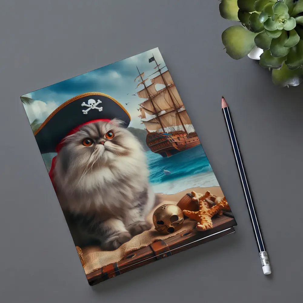 Persian Cat Pirate Hat Tropical Beach Ship – Notebooks