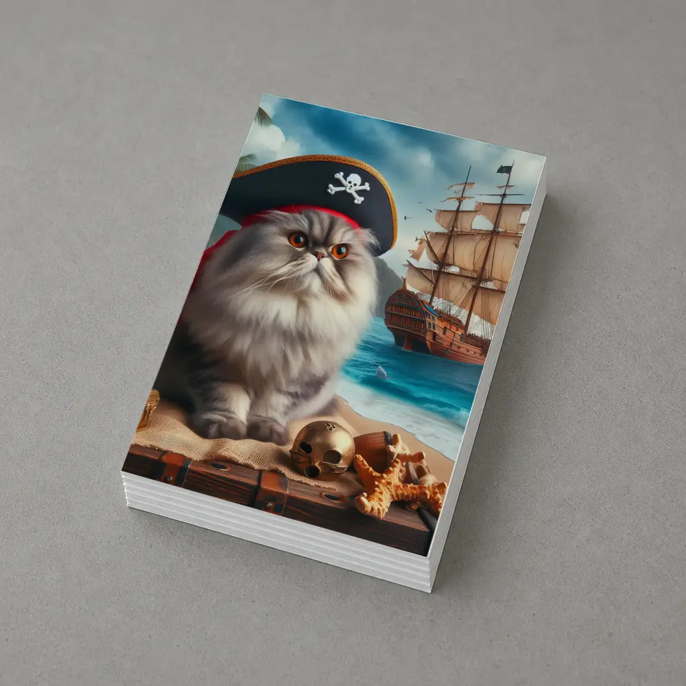 Persian Cat Pirate Hat Tropical Beach Ship – Postcards