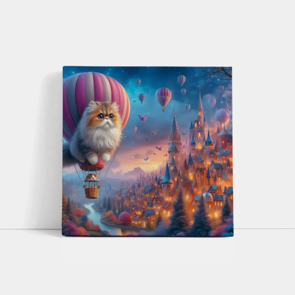 Persian Cat Hot Air Balloon Fantasy Castle – Wall Art
