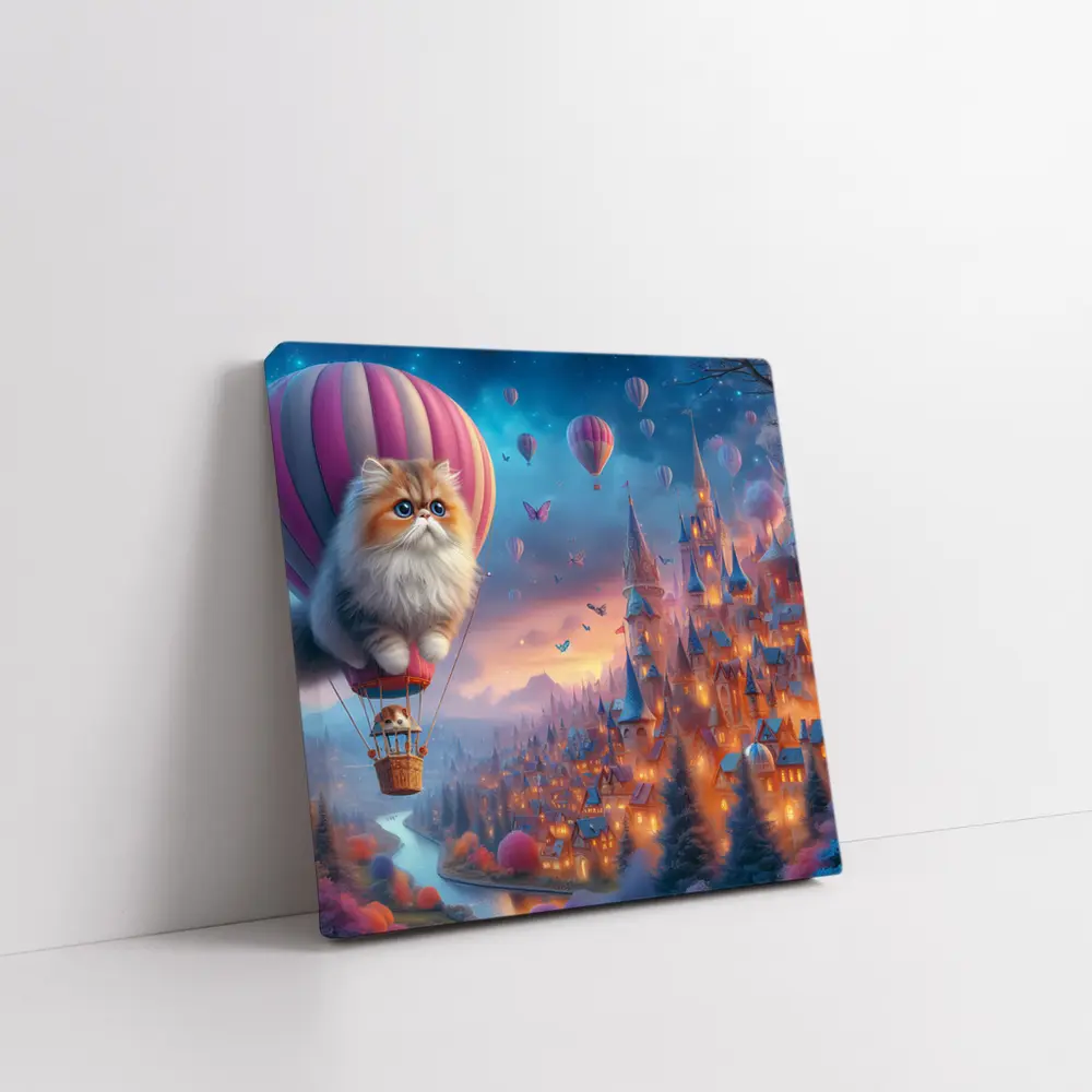 Persian Cat Hot Air Balloon Fantasy Castle – Wall Art