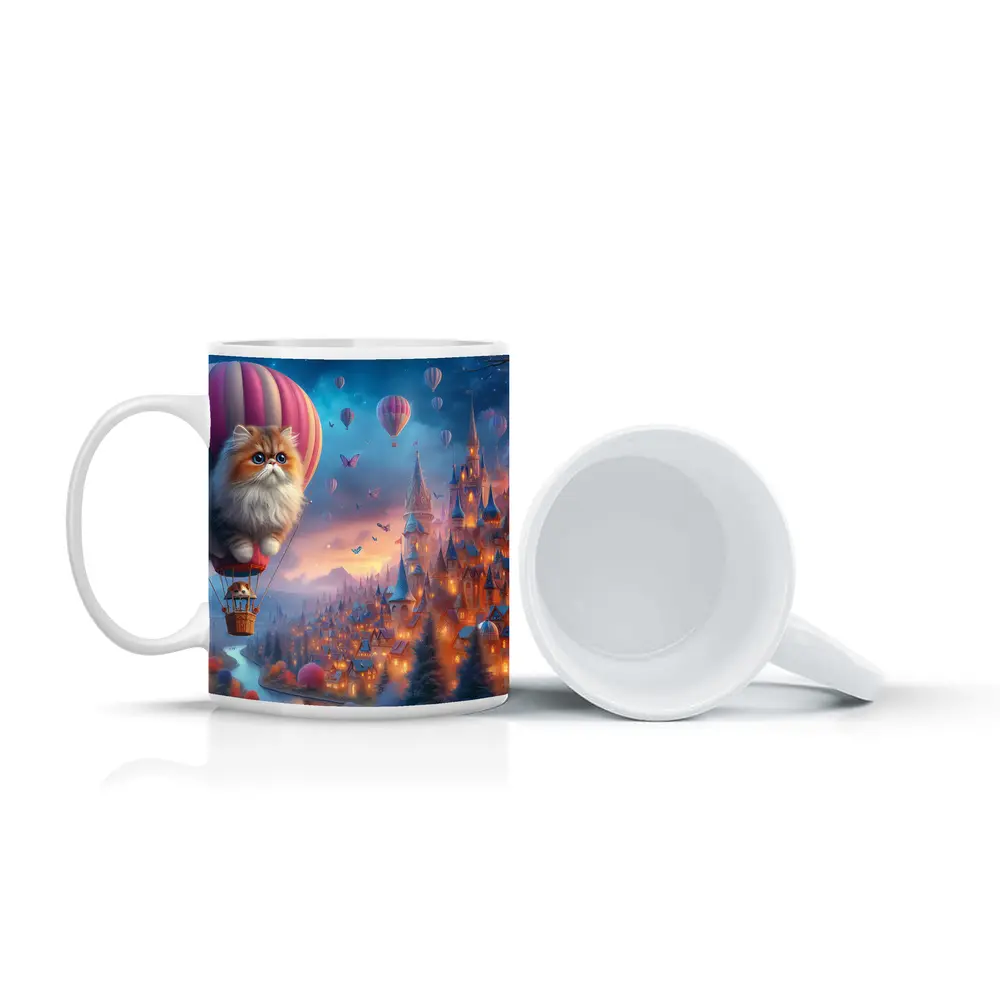 Persian Cat Hot Air Balloon Fantasy Castle – Mugs
