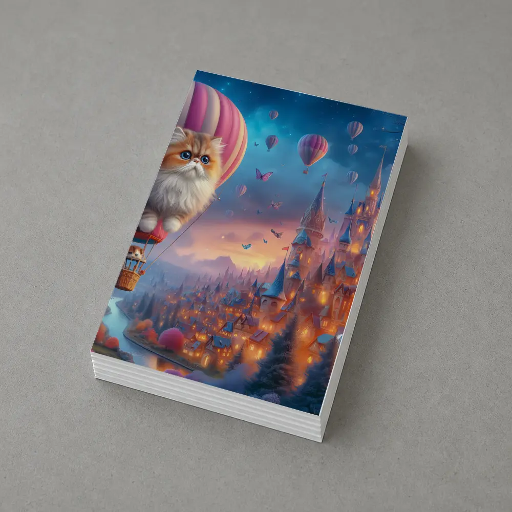 Persian Cat Hot Air Balloon Fantasy Castle – Postcards
