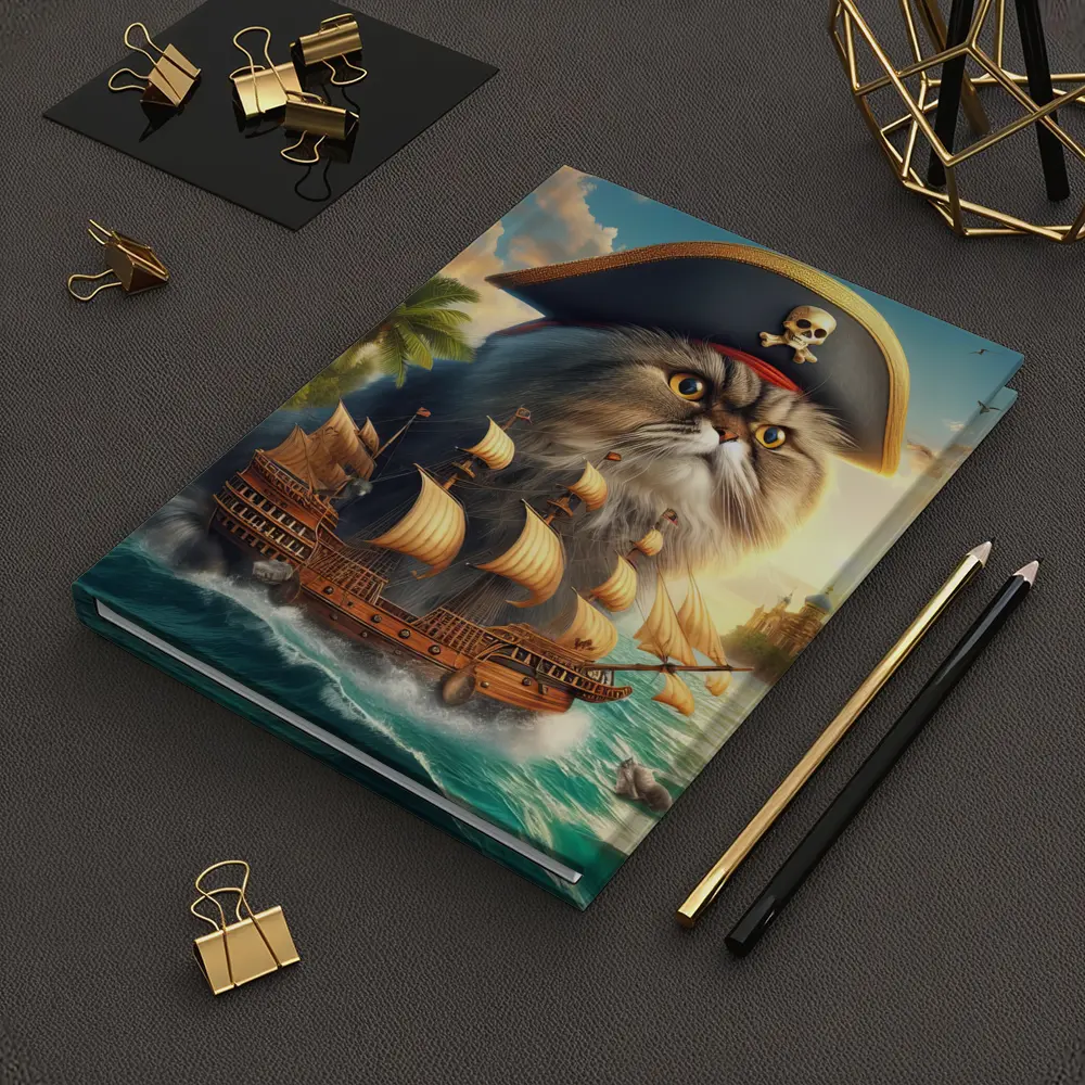 Persian Cat Pirate Captain Sailing Ocean Fantasy – Notebooks