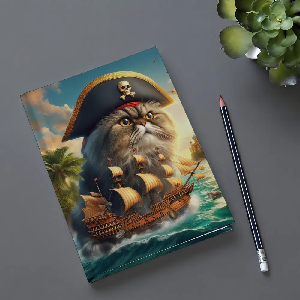 Persian Cat Pirate Captain Sailing Ocean Fantasy – Notebooks