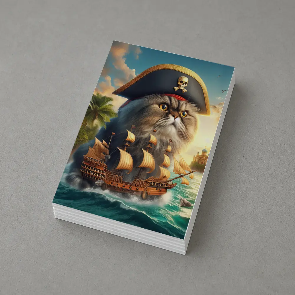 Persian Cat Pirate Captain Sailing Ocean Fantasy – Postcards