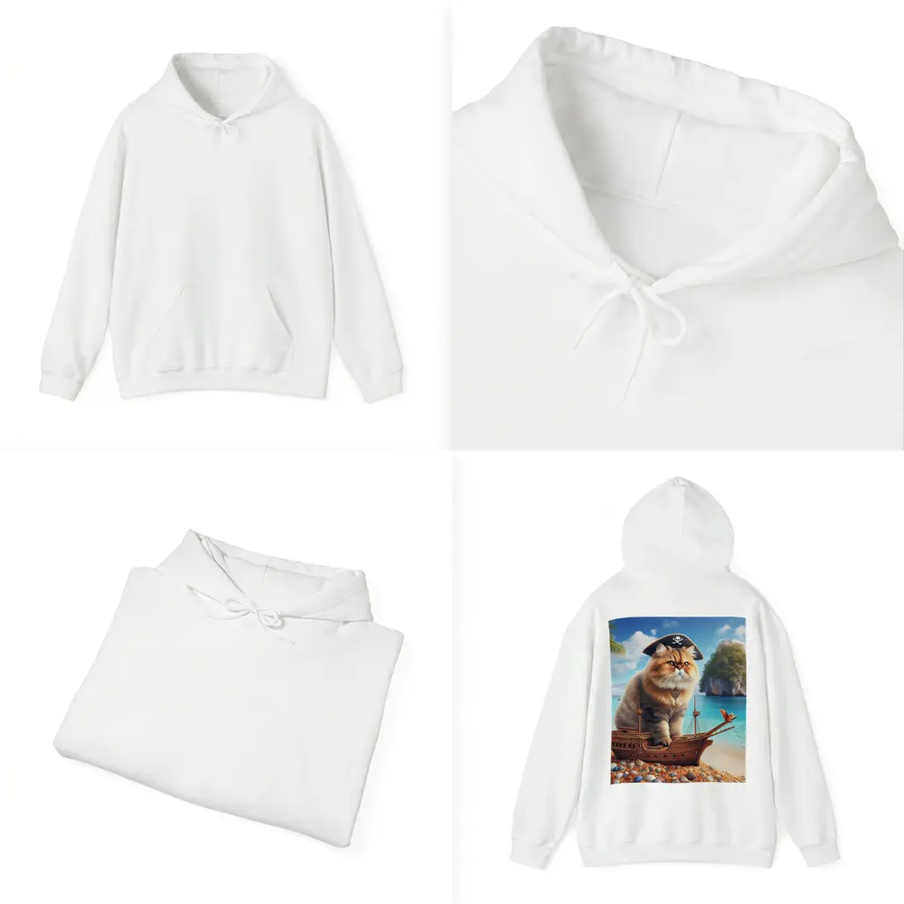 Persian Cat Pirate Ship Tropical Beach – Hoodies