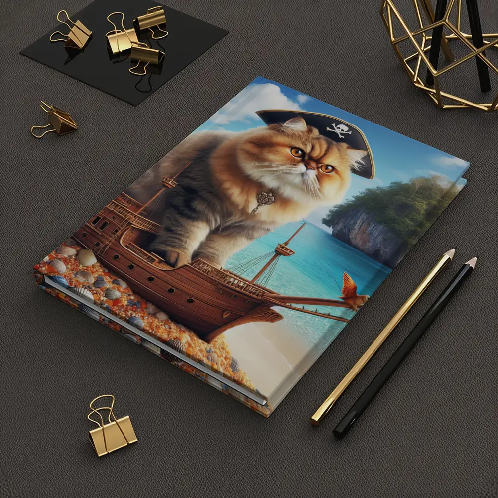Persian Cat Pirate Ship Tropical Beach – Notebooks