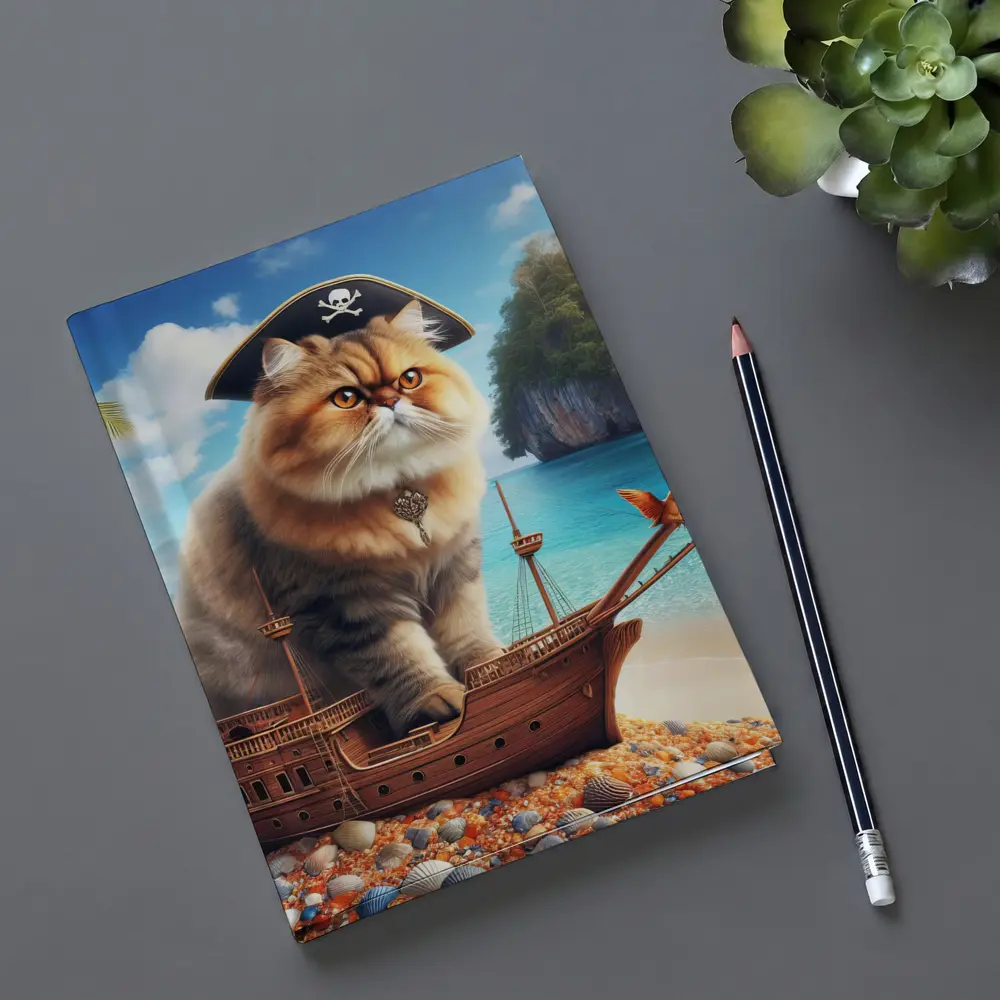 Persian Cat Pirate Ship Tropical Beach – Notebooks