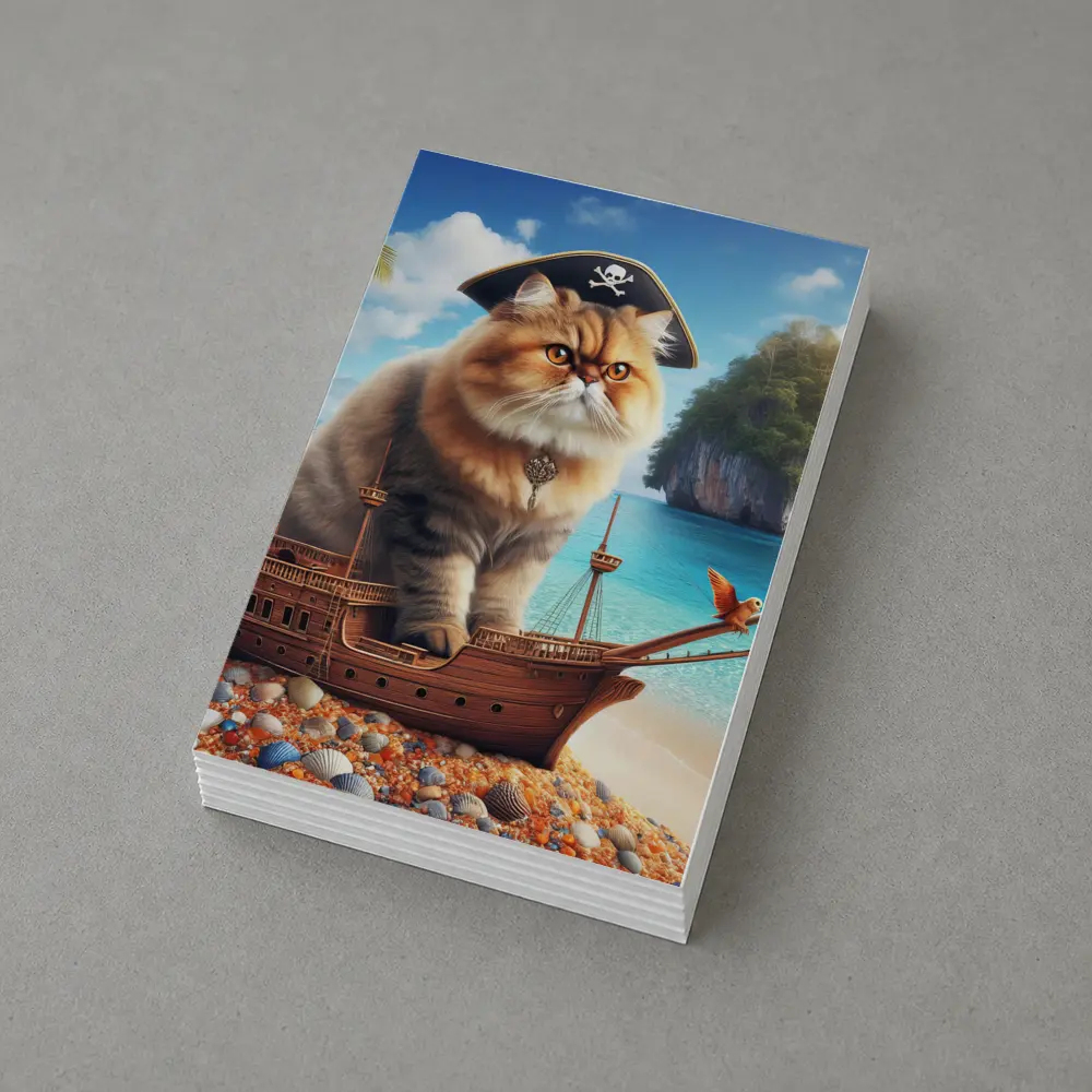 Persian Cat Pirate Ship Tropical Beach – Postcards