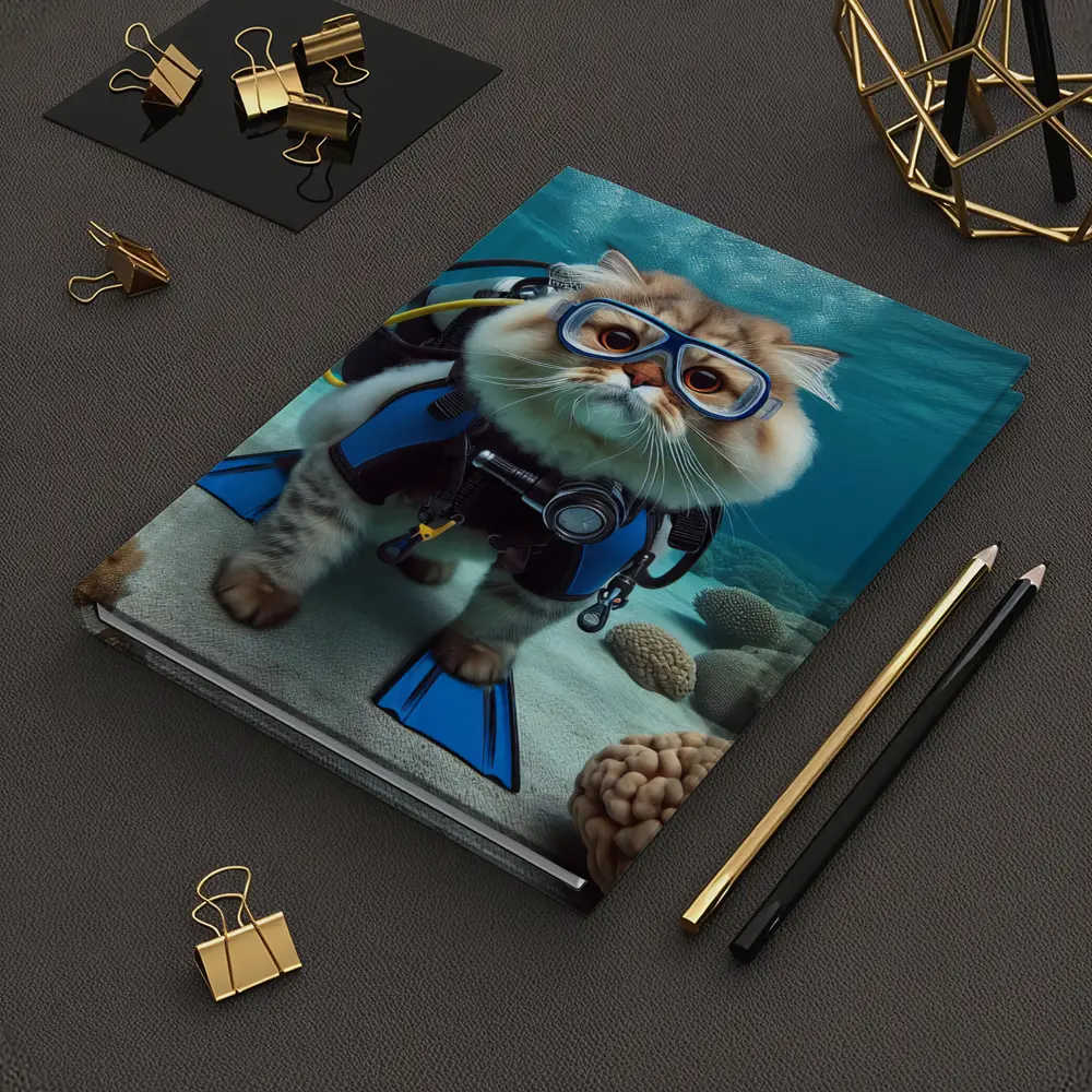 Exotic Shorthair Cat Scuba Diver Underwater Coral – Notebooks