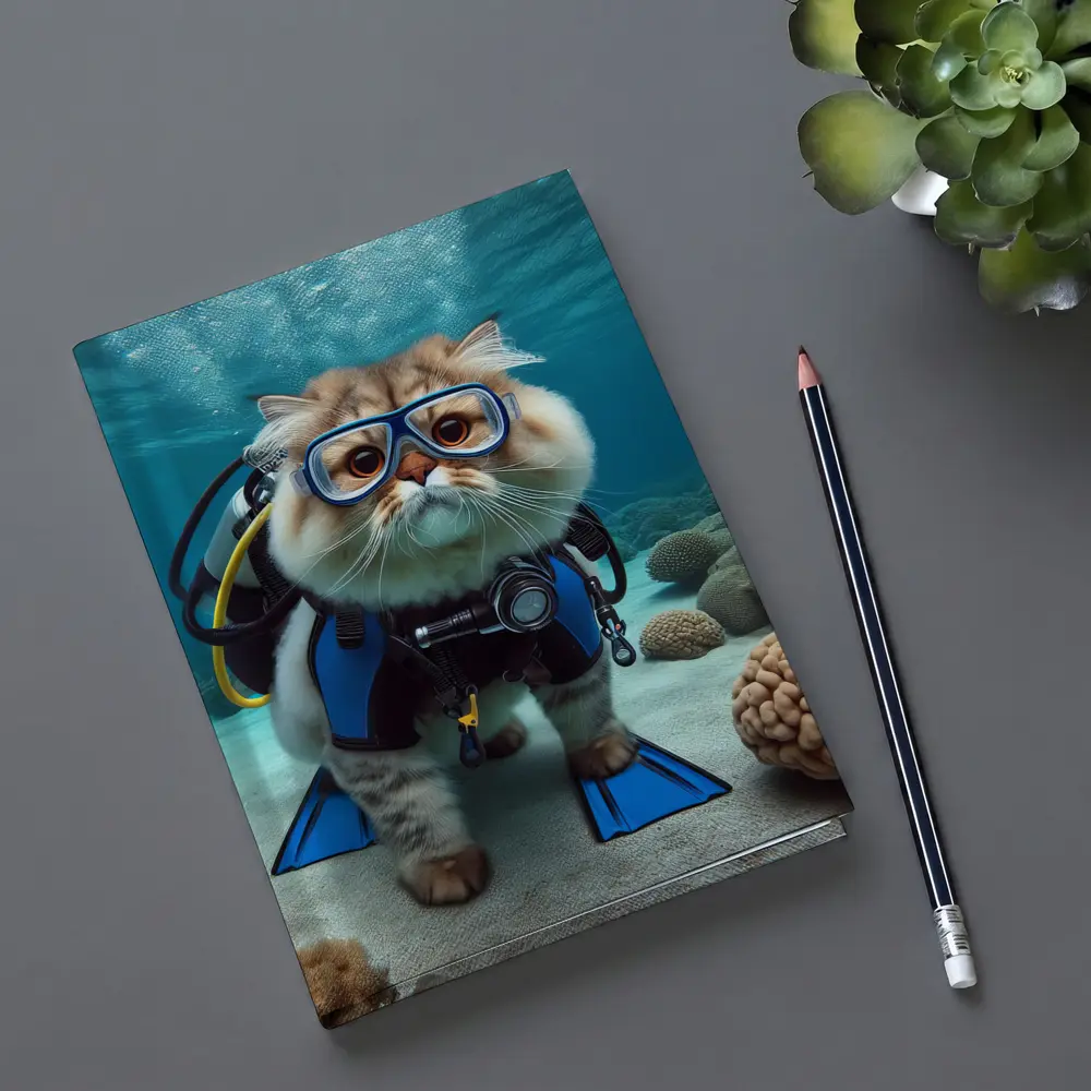 Exotic Shorthair Cat Scuba Diver Underwater Coral – Notebooks