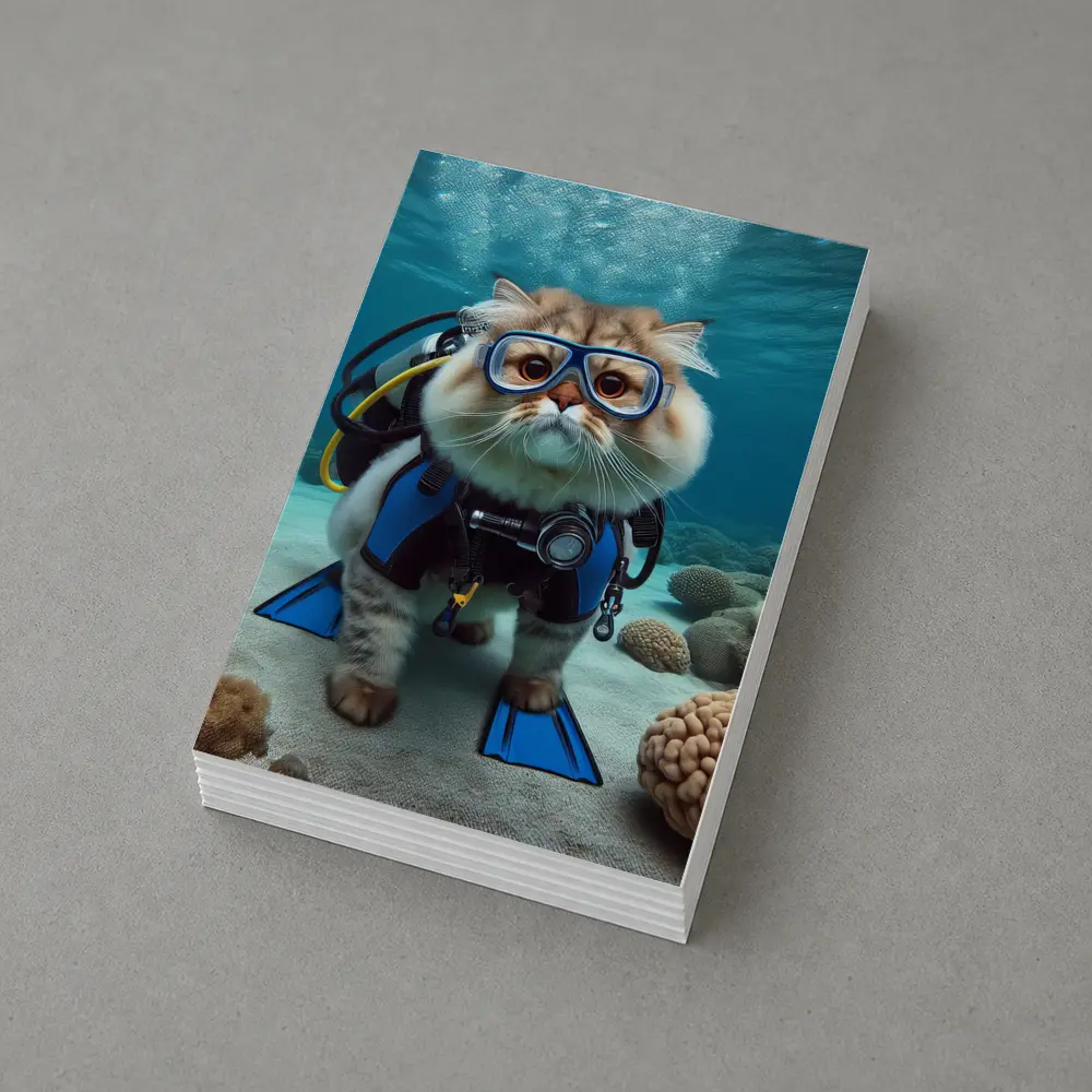 Exotic Shorthair Cat Scuba Diver Underwater Coral – Postcards