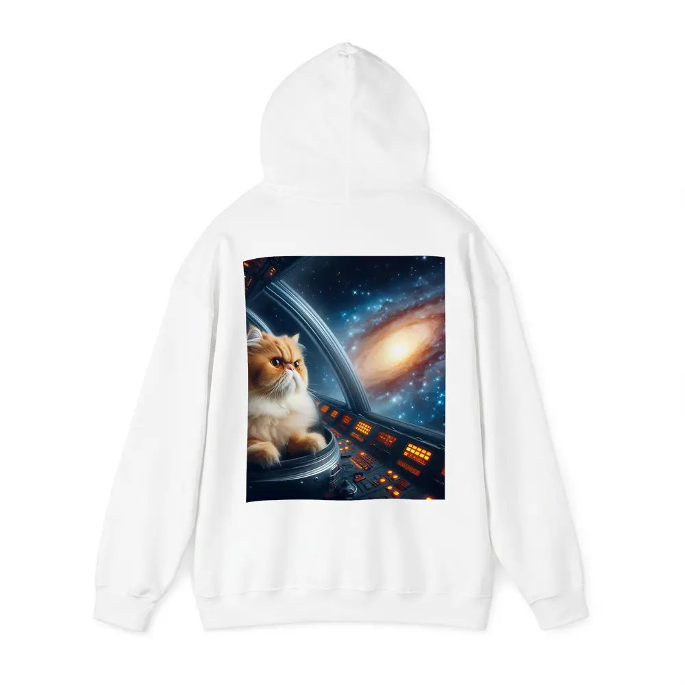 Persian Cat Piloting Spaceship Galaxy Background – Hoodies