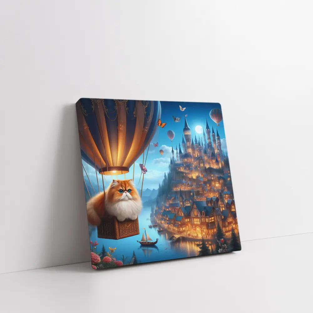 Persian Cat Hot Air Balloon Fantasy Castle – Wall Art