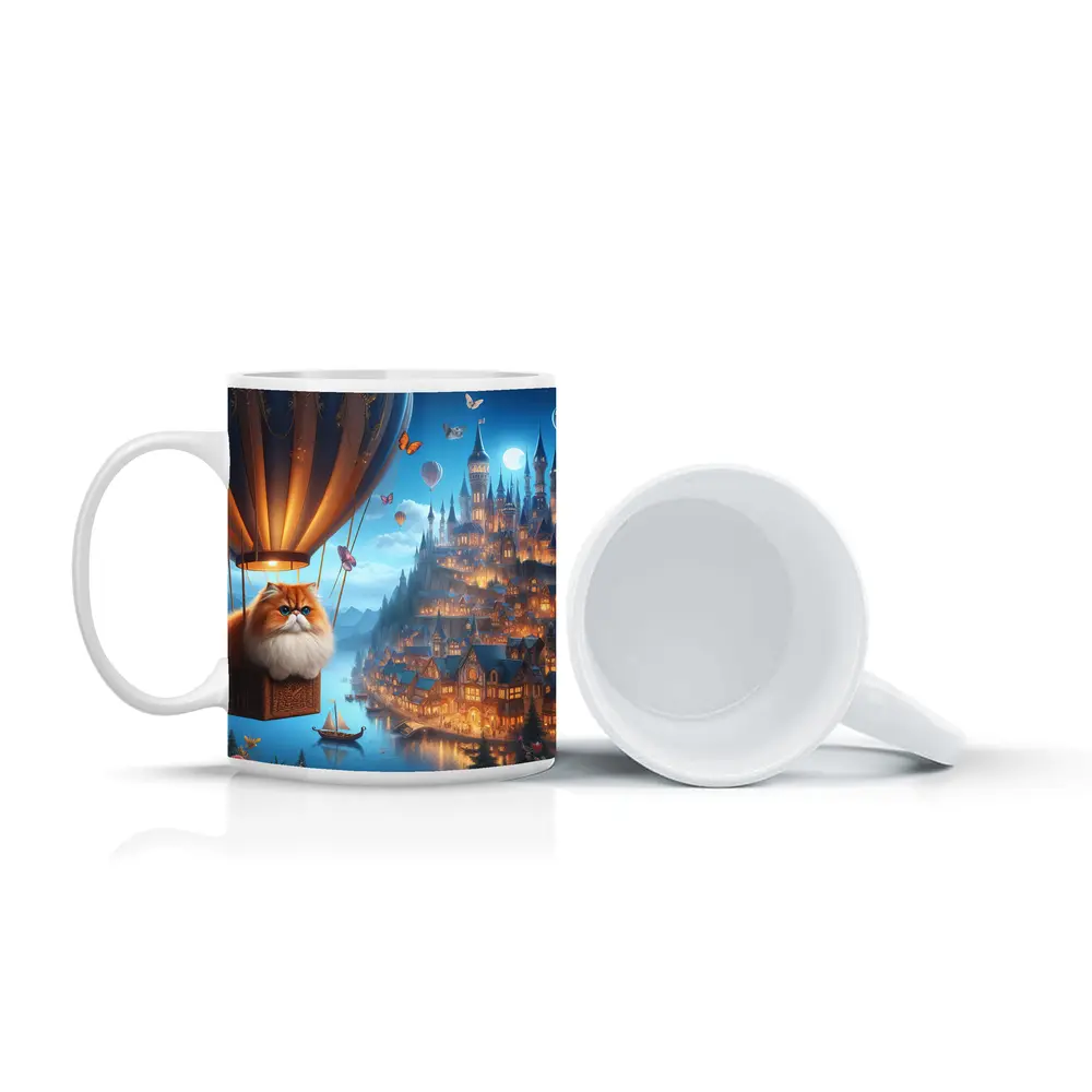 Persian Cat Hot Air Balloon Fantasy Castle – Mugs