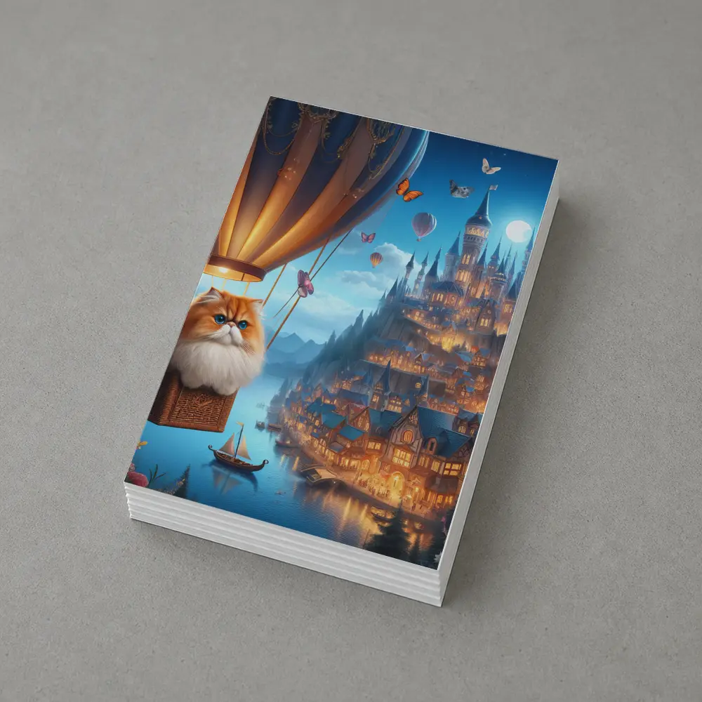 Persian Cat Hot Air Balloon Fantasy Castle – Postcards
