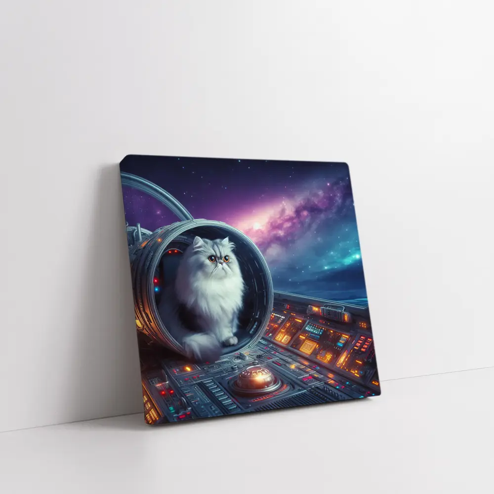 Persian Cat Inside Spaceship Cockpit Galaxy – Wall Art