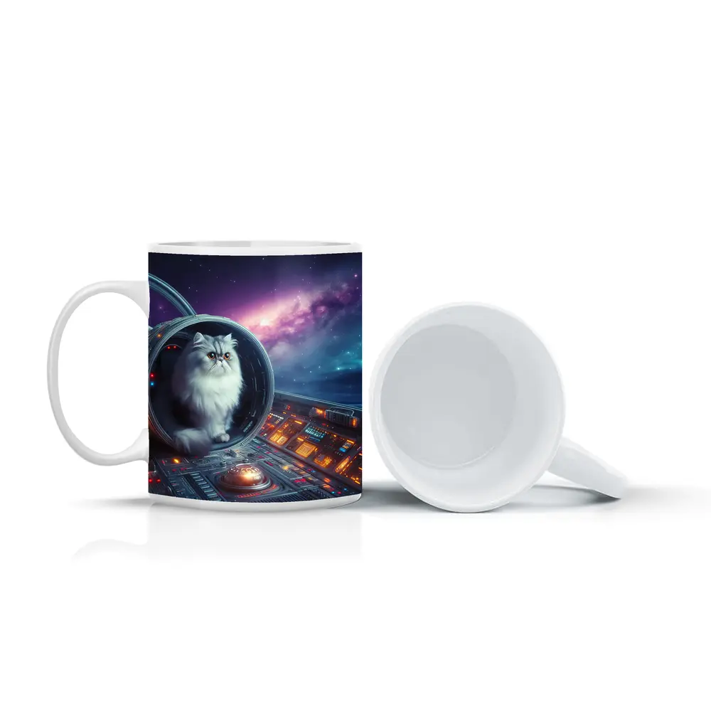 Persian Cat Inside Spaceship Cockpit Galaxy – Mugs