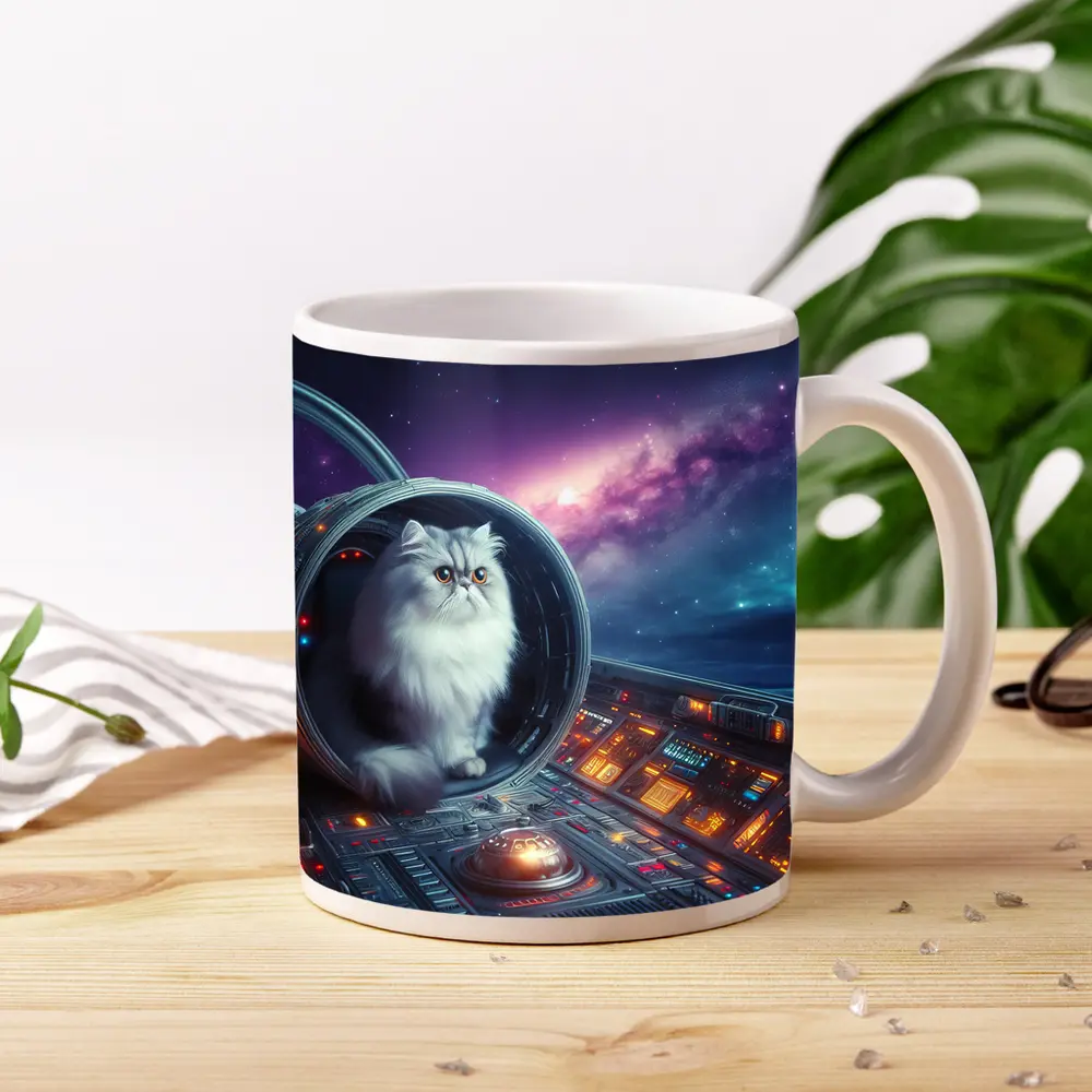 Persian Cat Inside Spaceship Cockpit Galaxy – Mugs