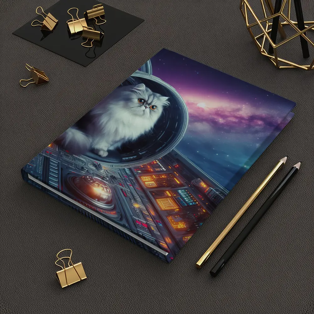 Persian Cat Inside Spaceship Cockpit Galaxy – Notebooks