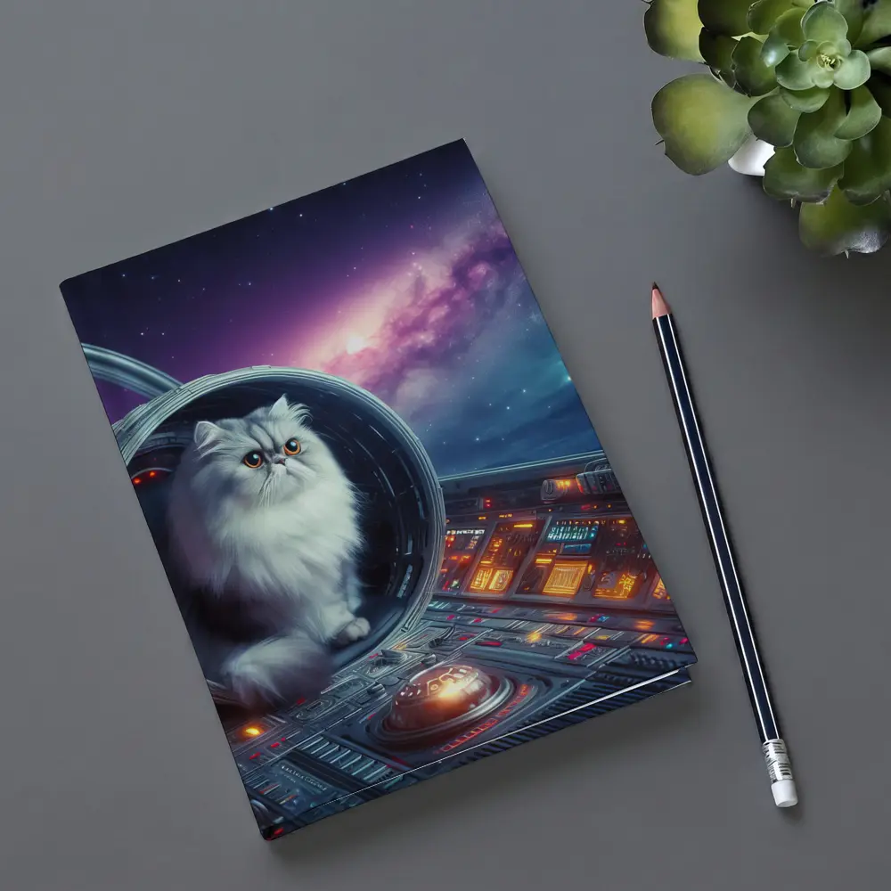 Persian Cat Inside Spaceship Cockpit Galaxy – Notebooks