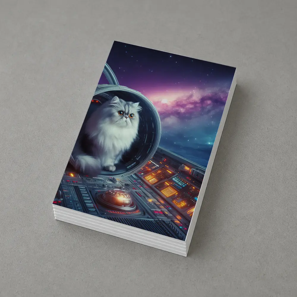 Persian Cat Inside Spaceship Cockpit Galaxy – Postcards