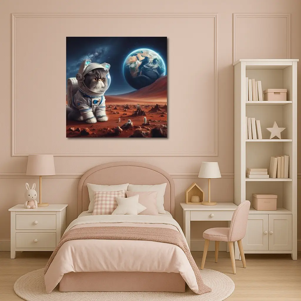 Exotic Shorthair Cat Astronaut on Mars – Wall Art