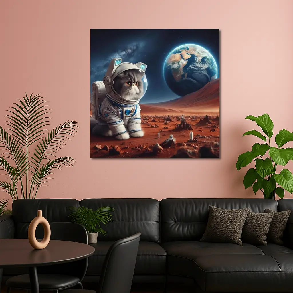 Exotic Shorthair Cat Astronaut on Mars – Wall Art