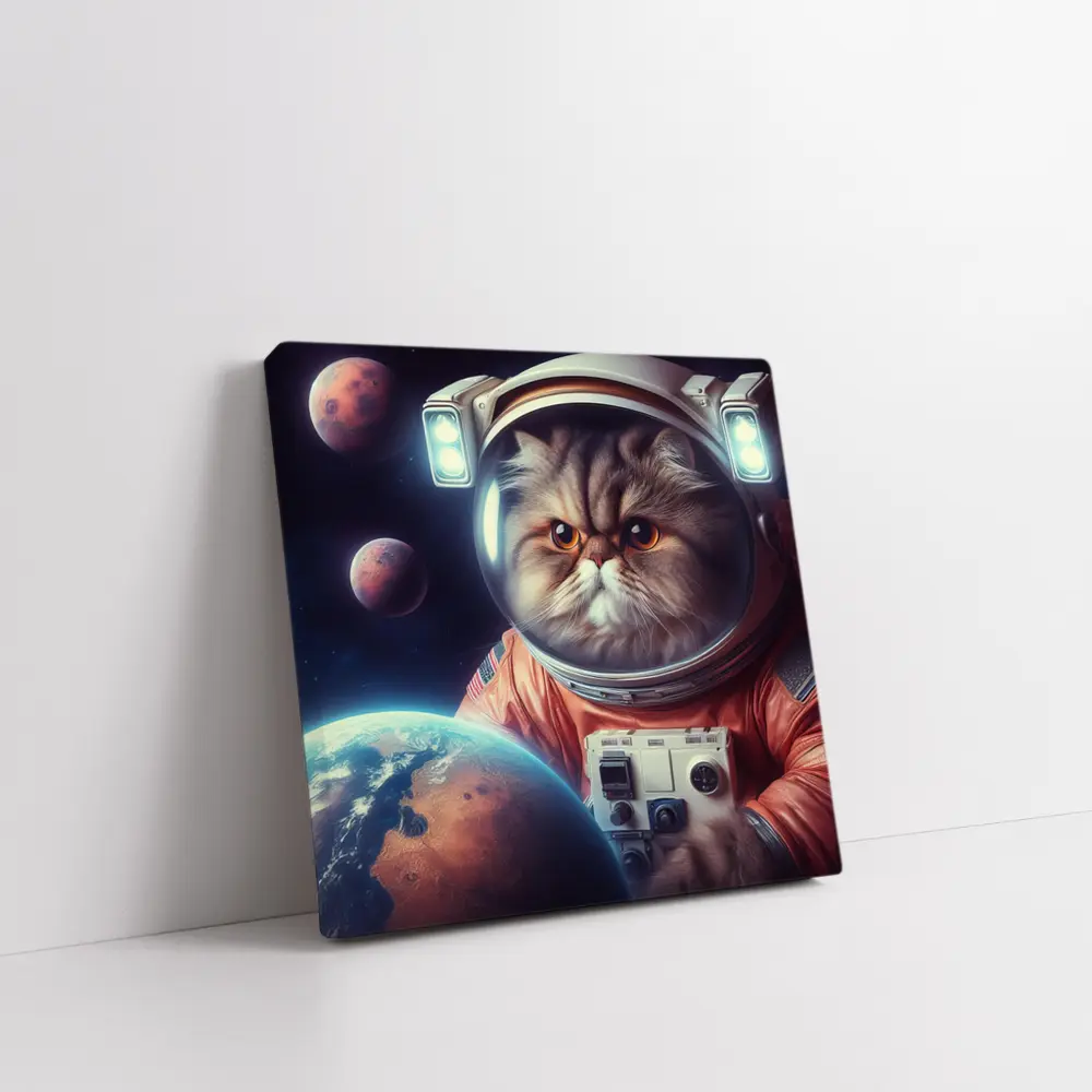 Persian Cat Astronaut Floating In Space – Wall Art