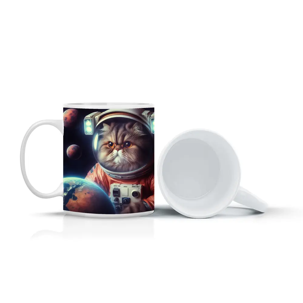 Persian Cat Astronaut Floating In Space – Mugs