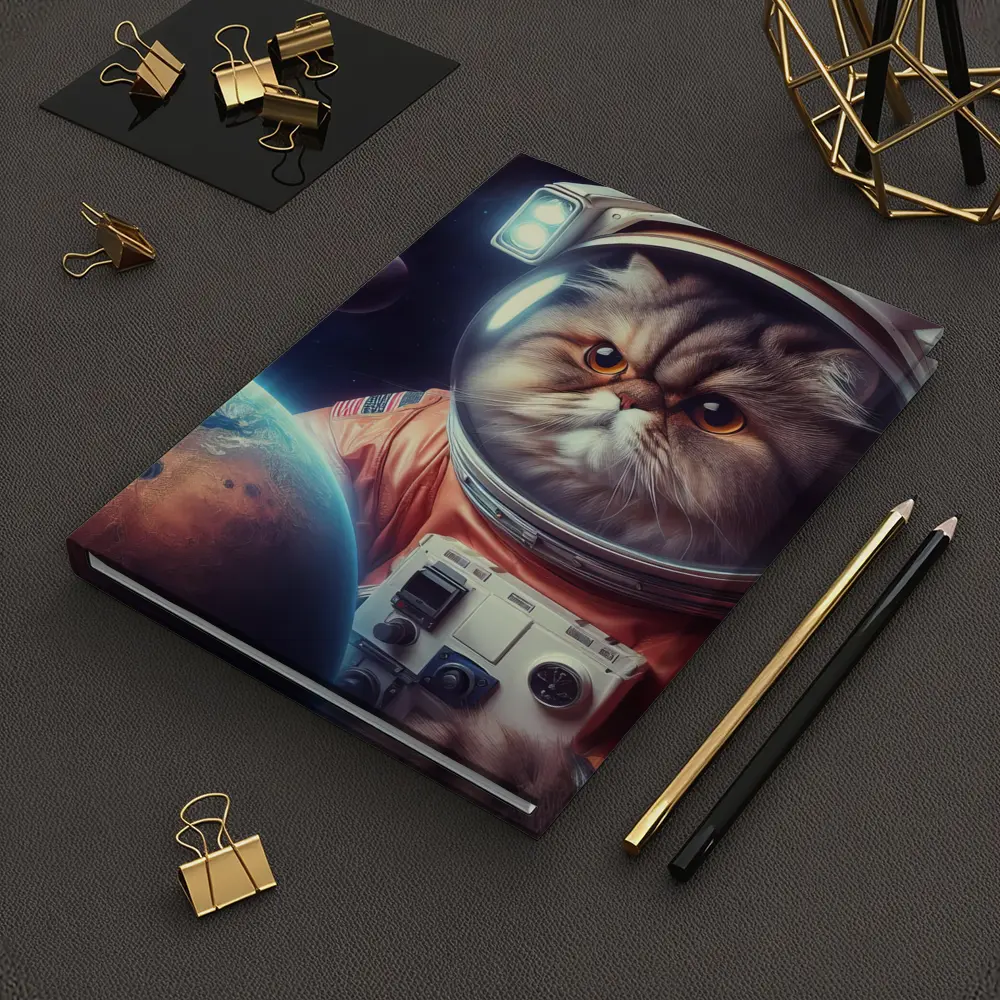 Persian Cat Astronaut Floating In Space – Notebooks