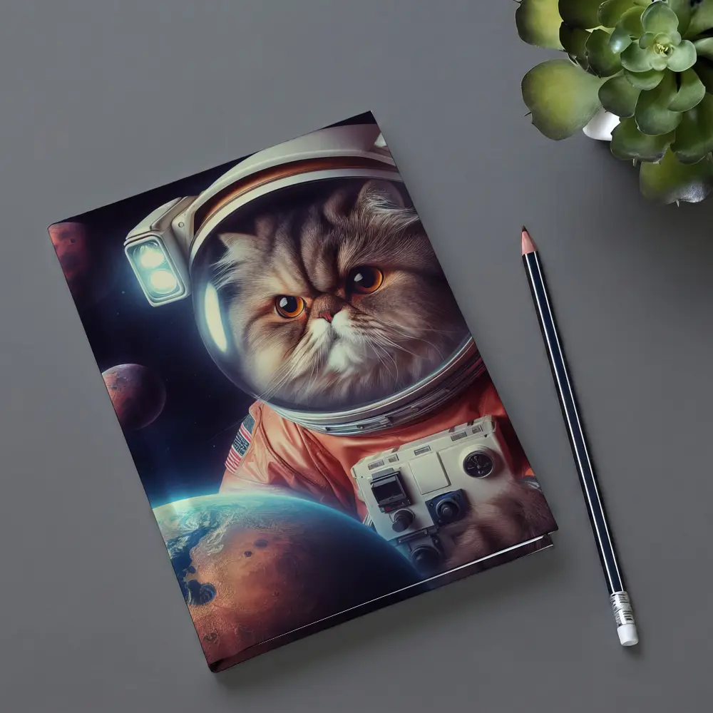 Persian Cat Astronaut Floating In Space – Notebooks